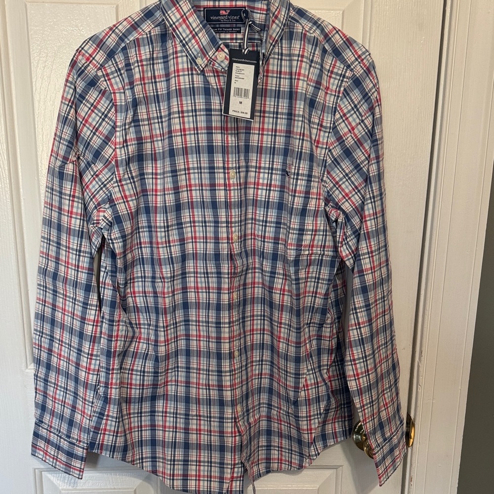 Vineyard Vines Red, Blue & White Plaid Button-Down Shirt